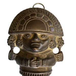 Brass Vtg Peru Tumi God Wall Hanging Inca Ceremonial Good Luck 7” Home Deco